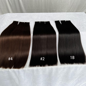 Commercio all'ingrosso di <span class=keywords><strong>capelli</strong></span> <span class=keywords><strong>veri</strong></span> grezzi non trasformati invisibile trama lunga nastro vietnamita in trame nero marrone scuro nastro a doppio disegno in estensione - Product Image 5