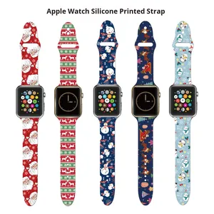 Bracelet IWatch imprimé de dessins animés de Noël et d'Halloween, bracelet en silicone pour IWatch <span class=keywords><strong>7</strong></span>, cadeau de Noël - Product Image 3