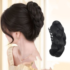 Perruque synthétique torsadée tressée chignon fleur bourgeon chignon, pince à griffes moelleuse pour un look haut de gamme à l'arrière de la tête - Product Image 6