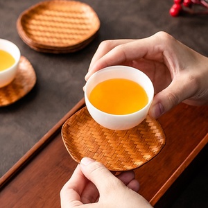 Posavasos tejido de bambú, posavasos para taza de té, posavasos con aislamiento térmico, soporte para tetera, ceremonia del té japonesa y accesorios Matcha, herramientas - Product Image 4