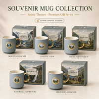 Taza de Café de Porcelana Fina Personalizada, Diseño Elegante de los Fiordos Noruegos, Recuerdo, a Prueba de Fugas, Apta para Lavavajillas, con Diseño de Velero Glaciar Nórdico