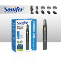 Sonifer pemangkas & pencukur badan IPX7, SF-9680 tahan air 2 dalam 1 5W dapat diisi ulang USB dengan 4 sisir panduan untuk pria