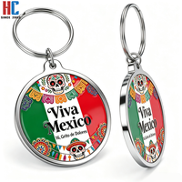 Porte-clés moderne en argent plaqué, personnalisé, fabriqué en usine depuis 23 ans, Viva Mexico, drapeau mexicain, souvenir du Jour de l'Indépendance mexicaine