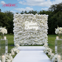 Mur de roses artificielles blanches, 10 cm x 8 pieds, fausses fleurs, pour un mariage, pour un fond de salle