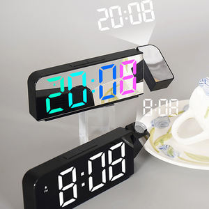 RGB led espelho colorido 3d inteligente relógio de mesa mês dia data relógio de cabeceira com temperatura projeção relógios para decoração home - Product Image 2