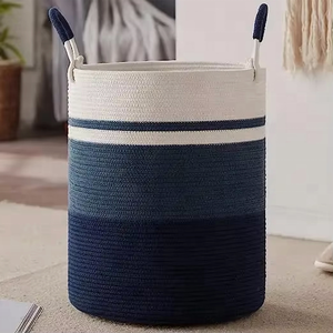 Cesto in Corda di Cotone Intrecciata Grande per Vestiti e <span class=keywords><strong>Giocattoli</strong></span> con Manici, Produzione OEM/ODM all'Ingrosso - Product Image 6