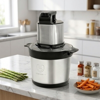 Hachoir à viande électrique automatique en acier inoxydable 8 L 6L, design carré, multi-vitesses, usage domestique et commercial, portable, 1600W, classe d'efficacité énergétique