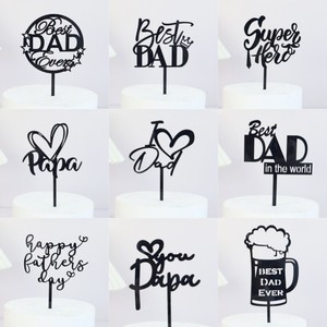 Décorations de gâteau en acrylique « Black Gold Love Papa » pour la fête des pères, décoration de <span class=keywords><strong>dessert</strong></span> DIY, fournitures pour anniversaire - Product Image 3