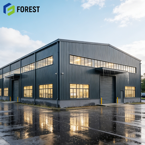 โรงงานโครงสร้างเหล็ก โกดังเก็บสินค้า ดีไซน์โครงสร้างแบบกริดช่วงยาว ทนทานต่อสภาพอากาศ ได้รับการรับรองมาตรฐาน ISO9001 คุ้มค่า ประหยัด ทนทาน สีสันปรับแต่งได้ - Product Image 1