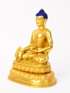 Statue <span class=keywords><strong>de</strong></span> <span class=keywords><strong>Bouddha</strong></span> Médicinal Religieuse Faite à la Main en Laiton Doré, Sculpture Bouddhiste sur Socle Lotus, Décoration pour Maison, <span class=keywords><strong>Jardin</strong></span>, Cour, Prière - Product Image 2