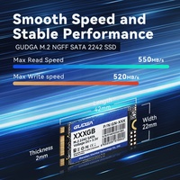 قرص صلب داخلي جديد GUDGA NGFF SSD M.2 2242 SATA 3.0 بسعة 512 جيجابايت، سرعة قراءة 501-600 ميجابايت/ثانية، سرعة كتابة 401-500 ميجابايت/ثانية