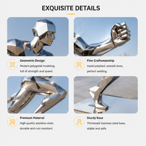 Escultura Deportiva Abstracta Geométrica <span class=keywords><strong>de</strong></span> Acero Inoxidable 304 <span class=keywords><strong>de</strong></span> Tamaño Real Personalizada por BSA para Instalación <span class=keywords><strong>de</strong></span> Arte Público - Product Image 3