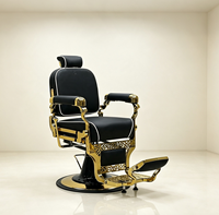Fauteuil de barbier pivotant réglable de qualité supérieure, plaqué or vintage, pour hommes, salon de coiffure