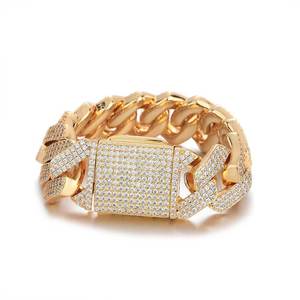 Pulsera de Zirconia Estilo Hip Hop, Cadena Cubana de Rombos de 25mm con Cierre Abatible de Tres Filas, Tanjing - Product Image 5