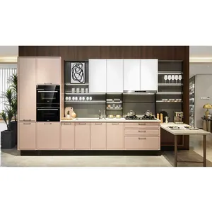 Customized French style kitchen cabinet set with complete dimensions by professional stainless steel suppliers in the factory