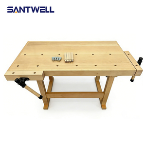 Solid Wood Woodworking Workbench with Bench Clamps, Portable Beech Wood <b>Worktable</b> for Home DIY & Carpentry - Product Image 5