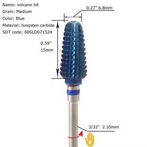 Punte per fresa per unghie Tornado in carburo di tungsteno multifunzione, adatte per la rimozione delle cuticole e la lucidatura del gel, BLU - Product Image 2