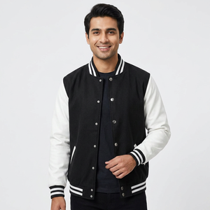 Veste d'hiver à la mode veste patchwork verte pour hommes en peluche brodée Baseball Letterman CollegeBaseballjacket pour hommes - Product Image 1