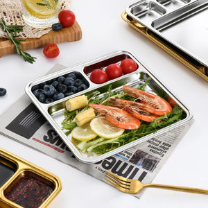 Assiettes en acier inoxydable coréen 304 en gros, 3 à 7 <span class=keywords><strong>compartiments</strong></span>, <span class=keywords><strong>plateau</strong></span> à collation, vaisselle, assiettes en acier inoxydable pour enfants - Product Image 3