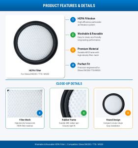 Filtre HEPA rond manuel lavable et réutilisable pour aspirateur <span class=keywords><strong>Dibea</strong></span> DW200/TT8/M500 - Product Image 2