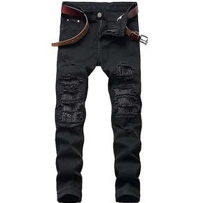 Toppe da <span class=keywords><strong>uomo</strong></span> personalizzate OEM Pantalones moda <span class=keywords><strong>Jeans</strong></span> dalla vestibilità dritta pantaloni in Denim da motociclista affusolati affusolati - Product Image 1