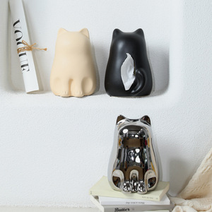Porta Fazzoletti in Porcellana Bianca a Forma di Gatto, Moderno <span class=keywords><strong>e</strong></span> Minimalista, Decorazione Creativa per Soggiorno <span class=keywords><strong>e</strong></span> Scrivania - Product Image 4