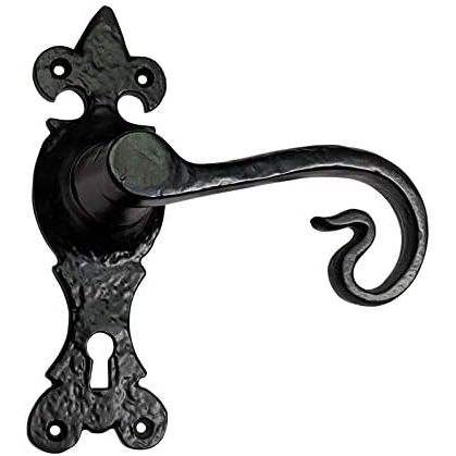 Arcitect Building Examples Traditional Black Cast Iron Door Handle with Plate and Keyhole ...