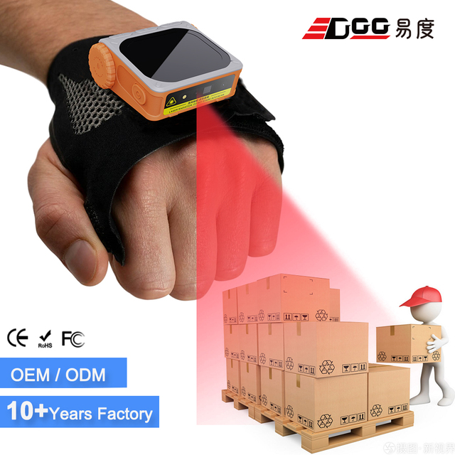 Edoo 2D 1D Wireless 2.4G BT Finger Ring Barcode Scanner Wearable Glove QR Code Reader Left Right Hand Compact Inventory Scanner