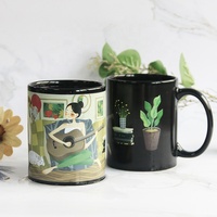 Impression par sublimation personnalisée 11oz couleur noire changeante tasse à café romantique en céramique café lait tasses magiques avec poignée