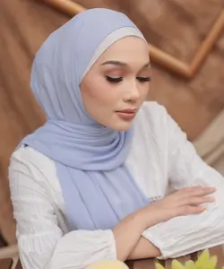 Syal warna kustom syal georgette hijab berat sifon mutiara bunga kain penutup kepala Muslim hijab sutra tipis