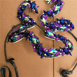 Mono de malla de lujo para actuaciones escénicas, con cuello alto y manga larga, disfraz de baile para mujer, para desfiles, <span class=keywords><strong>carnaval</strong></span>, uso diario, OEM 5XL - Product Image 3