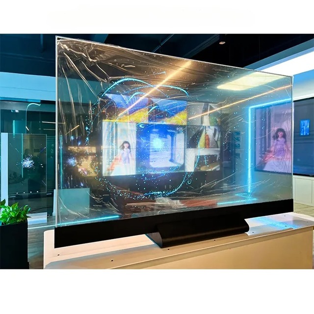 55 Inch Large Transparent Oled Screen 4k Hd Touch Ultra Thin Desktop Small Base High Resolution Digital Signage and Display