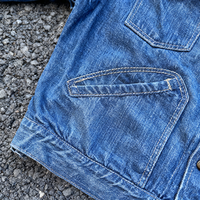 Veste en jean délavée tendance avec logo personnalisé pour homme, veste en jean multi-poches, veste décontractée pour homme