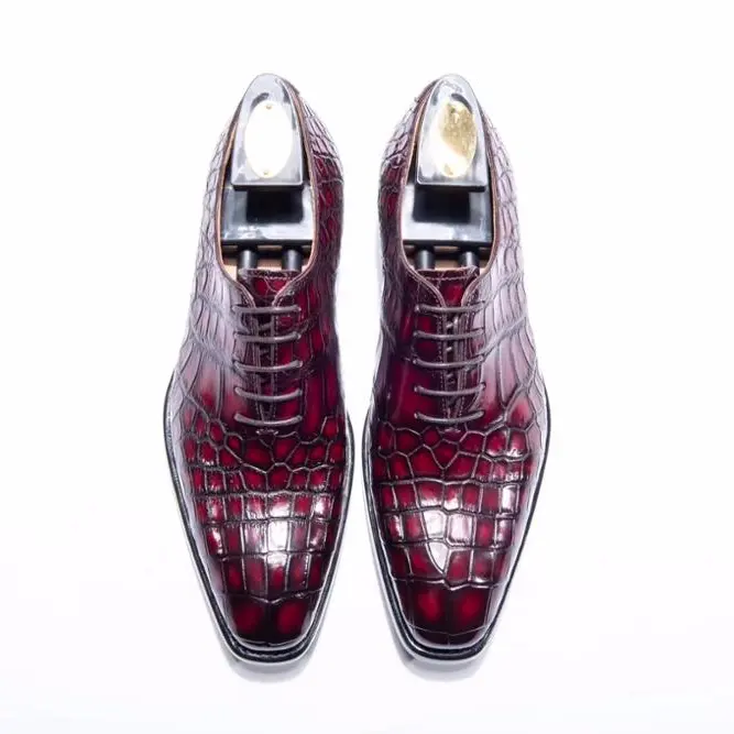 Oxford – chaussures en peau de Crocodile pour homme, chaussures en cuir véritable, originales
