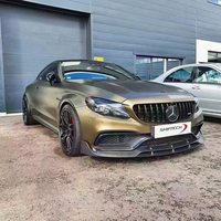 Lip Bumper Depan untuk Mercedes Benz C Class W205 C63 2015-2021 Hanya untuk Mobil Upgrade Body Kit 3 Bagian Serat Karbon