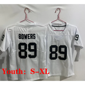 Jugend Kinder 2 Ashton Jeanty 89 Brock Bowers 98 Maxx Crosby Las Vegas Schwarz Weiß Genähte American Football Trikots - Product Image 4