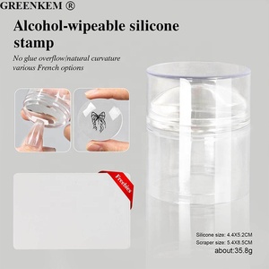 Tampon en silicone doux et transparent pour l'art des ongles, rond et carré, à couvercle français, pour bricolage - Product Image 5