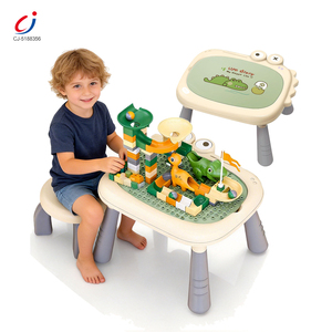 Chengji Animal Paradise: Giocattoli da costruzione a blocchi, Dinosauri e Animali Cartoon Divertenti, Tavolo con sedia per blocchi da costruzione per bambini con biglie e palline - Product Image 1