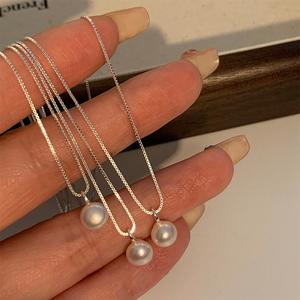 Collar con Colgante de Corazón Roto de Plata de Ley S925 con Perla para Mujer, Diseño de Nicho de Alta Gama, Joyería en Capas de Moda - Product Image 1