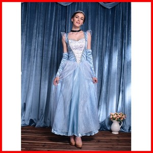 Costume da Principessa Blu per Festa a Tema Halloween e Carnevale, Abito con Gonna da Protagonista di Fiabe, in Poliestere, per Donne Adulte - Product Image 4