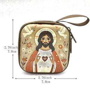 13 patrones rezando a Jesús María bolsa de monedas de joyería cuadrada con doble cremallera almacenamiento Rosario rosarios bolsa caja contenedor - Product Image 5
