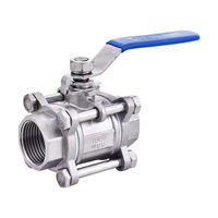 Vanne à boisseau sphérique en acier inoxydable, capacité 1000 PSI, taille de port DN15-DN50, passage plein, commande manuelle, filetage BSP pour le débit d'eau, d'huile et de gaz