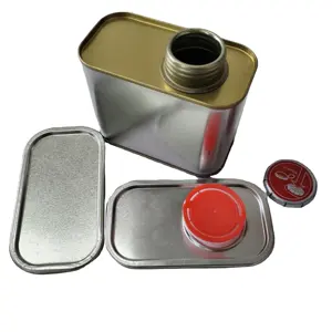 unlined 180*105mm tin with metal handle and spout, Square Metal tin can Lid With Hole