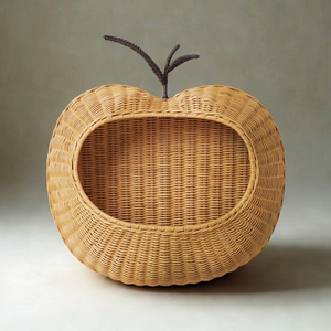 <b>Rattan</b> Wall Mounted <b>Basket</b> Apple Shape Handmade <b>Storage</b> For Toys And Sundries Home Decoration - Product Image 3