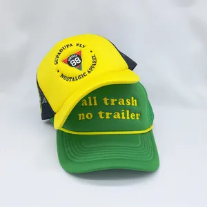 노란 아이와 성인 거품 2 음색 다채로운 트럭 운전사 모자 모자 주문 자수 로고