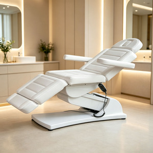 Fauteuil de massage électrique blanc réglable en hauteur pour salon de beauté, chaise de soin esthétique rembourrée pour spa et studio - Product Image 1