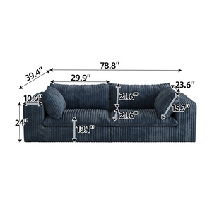 Jiyi đám mây sofa vải nhung kẻ sâu ghế Hai Lớp Thiết kế có thể tháo rời đệm không có lắp ráp yêu cầu không xương đi văng phòng khách - Product Image 5