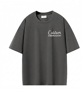 T-shirt in cotone 100% ricamata su misura di alta qualità, tessuto lavorato <span class=keywords><strong>a</strong></span> maglia dalla vestibilità ampia con il logo dell'azienda stampato su IT - Product Image 3