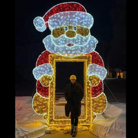 Mayorista Impermeable Personalizado Marco de Fotos Grande Motivo Luces 2D LED Navidad Papá Noel Fotomatón para Exhibición de Navidad al Aire Libre