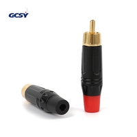 Conector de Audio RCA, Adaptador de Cable Coaxial, Conector Macho Dorado sin Soldadura para Altavoz